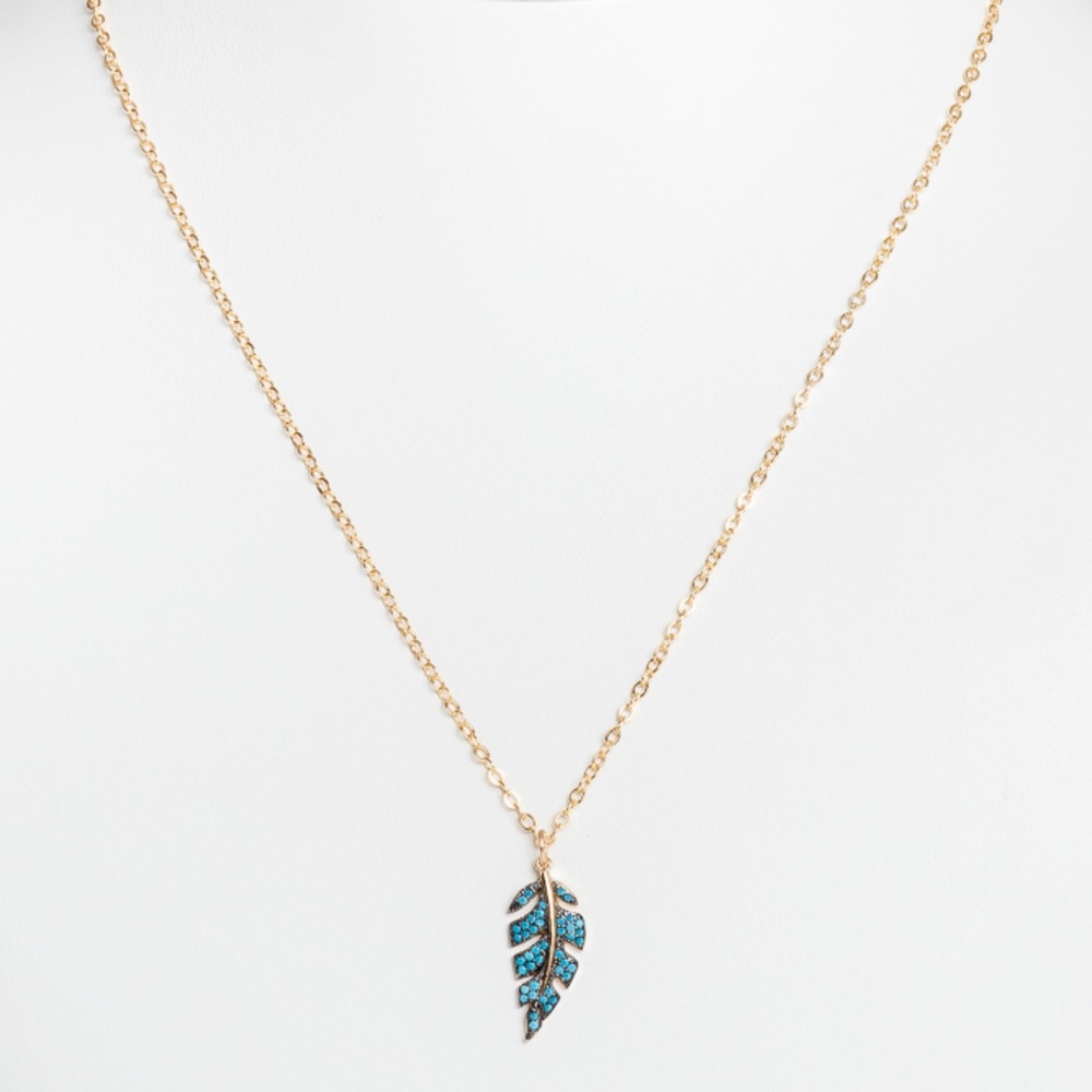 Turquoise Beaded Leaf Necklace